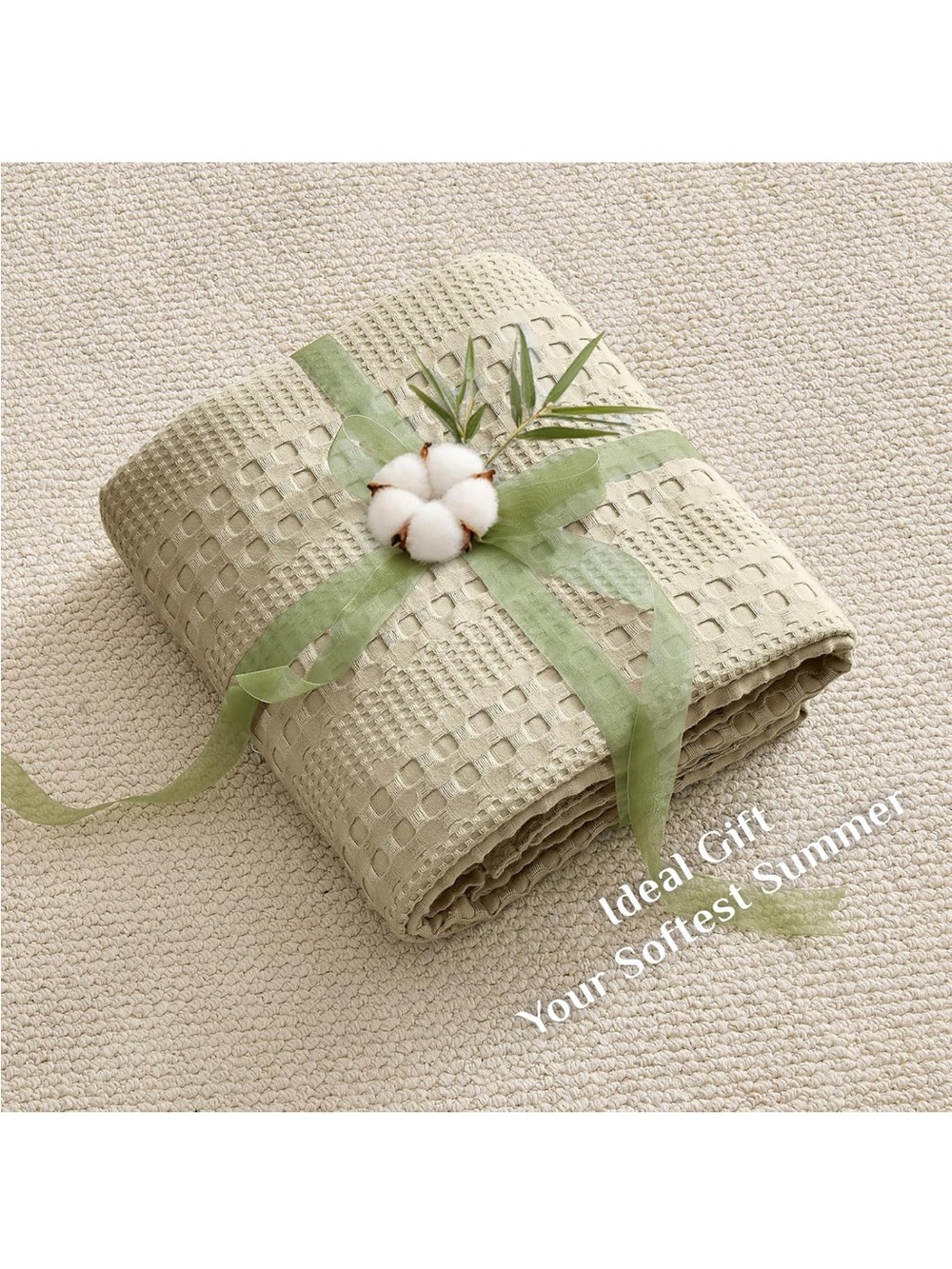 NEW BEDELITE Linen Color Cooling Waffle Summer Blanket. Cotton/Bamboo Blend KING - Picture 6 of 7